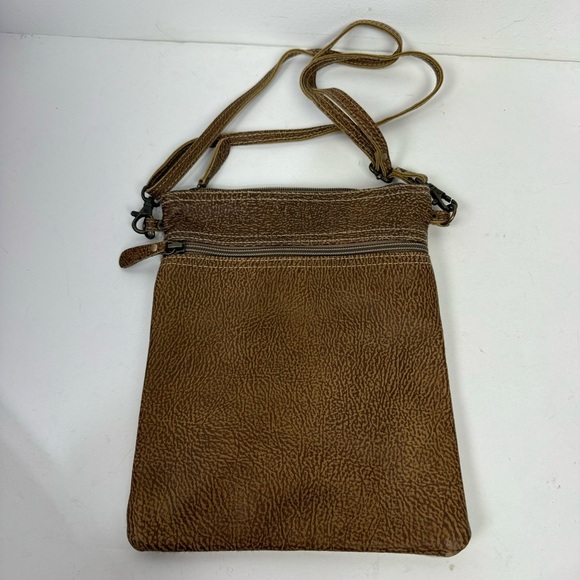 Myra Bag Leather Calf Hair Gold Speckled Crossbody Shoulder Bag Western Rodeo - Picture 2 of 5